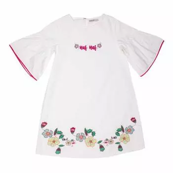 Расклешенное платье с цветочной вышивкой Детское NAF NAF