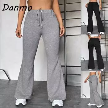 Расклешенные брюки Danmo с высокой талией, однотонные, для йоги, женские, для активного отдыха XXXL чёрный