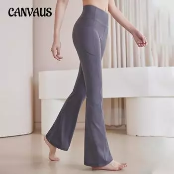 Расклешенные брюки для йоги больших размеров, женские спортивные брюки с высокой талией для бега, микрофитнеса и бега M темно-синий