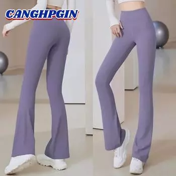Расклешенные брюки для йоги, женские спортивные штаны для йоги с высокой талией, утягивающие леггинсы для фитнеса, женские брюки для пилатеса, широкие брюки для тренировок, колготки для йоги XL серый