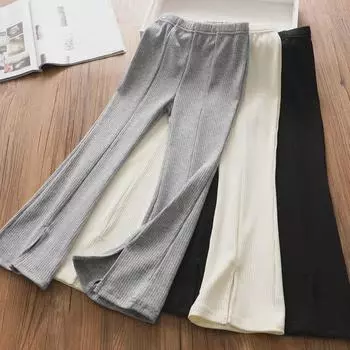 Расклешенные брюки Ice Silk Split для девочек 2024 года — широкие, узкие летние брюки с защитой от комаров 130cm чёрный