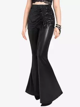 Расклешенные брюки Rosegal Gothic Metallic с завязками и сборками 4XL чёрный