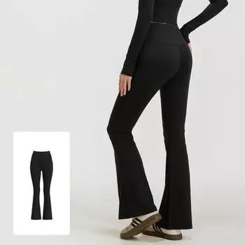 Расклешенные брюки с высокой талией, приподнимающие ягодицы, бесшовные леггинсы для йоги телесного цвета, пилатеса, фитнеса S