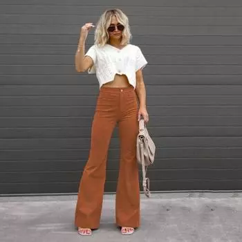 Расклешенные брюки, шикарные облегающие брюки с несколькими карманами, женские расклешенные брюки в стиле OL, расклешенные брюки, женские брюки, женская одежда 2XL вино красного