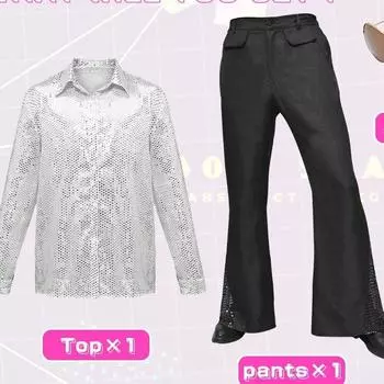 Расклешенные брюки в стиле ретро 70-х годов с пайетками 2025 года для мальчиков S