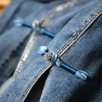 Расклешенные джинсы в китайском стиле со стразами и разрезом - облегающий женский модный тренд 26 (Recommended 80-95 jin)