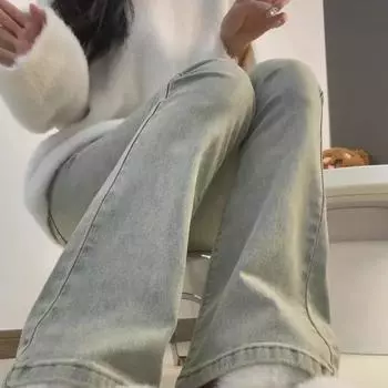 Расклешенные джинсы в стиле ретро для девочек с высокой талией — облегающий эластичный весенний тренд S