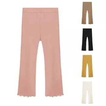Расклешенные леггинсы для девочек, расклешенные хлопковые брюки для девочек, штаны для йоги, детские леггинсы-клеш 100 бежевый