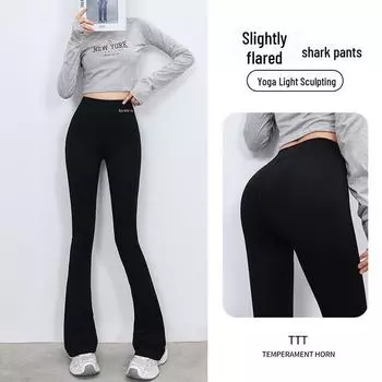 Расклешенные штаны для йоги с высокой талией для женщин - весна/осень 2024 г. в стиле Барби-фитнес M