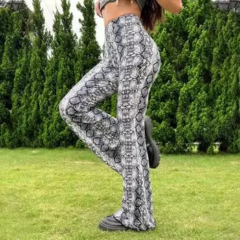Расклешенный низ с принтом, облегающий бедра, повседневные леггинсы для йоги для женщин XS