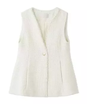 Расклешенный твидовый жилет с баской CWFV251052 OWHT [Selford] женский