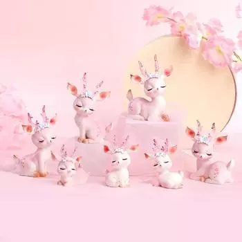 Раскрашенная вручную фигурка оленя Розовый олень Мультяшная смола Интересная 3D скульптура для двора 6