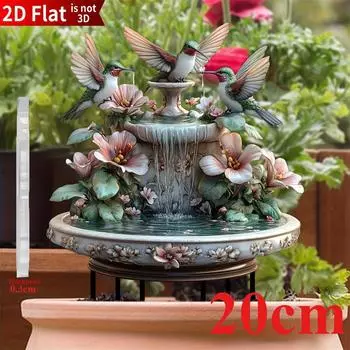 Раскрашенный полет колибри, 2D плоский акрил, украшение, заглушки для почвы, подходит для садов, цветочных горшков, подарки, Рождество, Хэллоуин 20cm