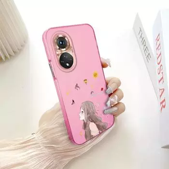 Раскрашенный узор, разноцветный, серебристый, двусторонний твердый корпус, противоударный противоударный чехол для телефона для Huawei Honor Infinix Tecno iPhone iPhone 13 темно-розовый