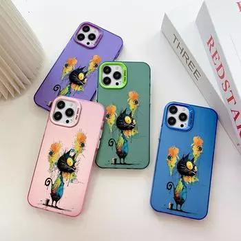 Раскрашенный узор, разноцветный, серебристый, двусторонний твердый корпус, противоударный противоударный чехол для телефона для Huawei Honor Infinix Tecno iPhone Honor 50 темно-розовый