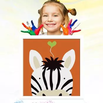 Раскрашенный вручную детский рисунок 20x20 см. Картина маслом по номерам для детей. Обучение рисованию детей. Развитие хобби. 20x20cm no Frame