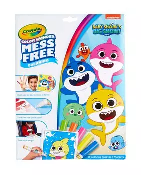 Раскраска Crayola Baby Shark Color Wonder Page отлично подойдет в качестве подарка малышам и простого рождественского подарка.