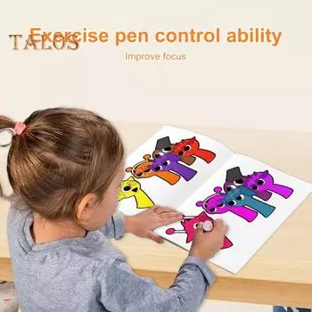 Раскраска для детей 40 листов Обучающая книга для письма Книга для рисования линий Портативная книга для рисования для детей Раскрашенная вручную ручка для управления A