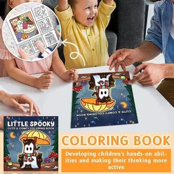 Раскраска для взрослых и подростков с милыми жуткими существами в уютных моментах для релаксации (Раскраска «Уютные пространства») Мягкая обложка One Size