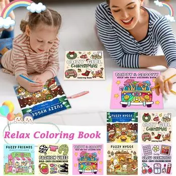 Раскраска для взрослых и подростков с очаровательными жуткими существами в уютных моментах для отдыха One Size