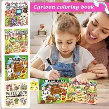 Раскраска для взрослых и подростков с очаровательными жуткими существами в уютных моментах для отдыха One Size