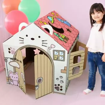 Раскраска Nyan Nyan Картонный домик Детский картонный домик Простая в сборке раскраска Раскраска Детский домик Игровой магазин Ролевые игры Магазин