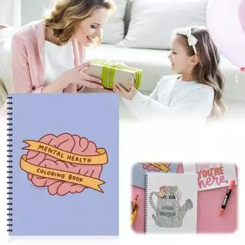 Раскраска психического здоровья Снятие стресса Уход за собой Вдохновляющие цитаты Цвет бумаги Предотвращение кровотечения Блокнот