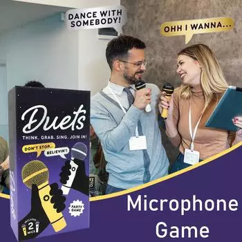 Раскройте себя с игрой для вечеринок - Игра в пение с 2 микрофонами и 300 текстами песен (150 Карт) - Отлично подходит для семьи и вечеринок (2-10 игроков) One Size