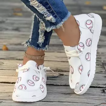 Распечатать случайные женские кроссовки модные летние лоферы 2024 модные туфли на плоской подошве на платформе со шнуровкой для ходьбы неглубокие туфли Zapatos Para Mujer 36 синий