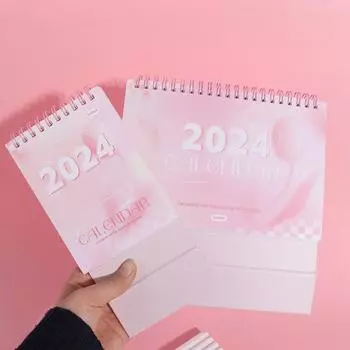 Расписание на день 2024 Календарь Планировщик расписания Стоячий перекидной календарь Настольный календарь Планирование 190x165x80mm розовый