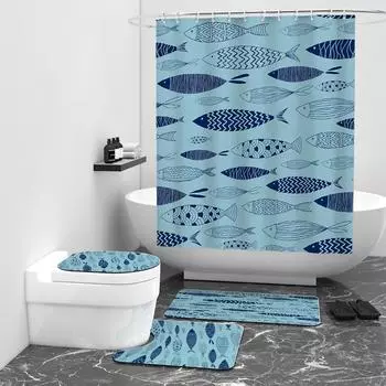 Расписанная вручную цифровая печать на рыбе занавеска для душа занавеска для ванной водонепроницаемая тканевая занавеска для душа W90cm*L180cm