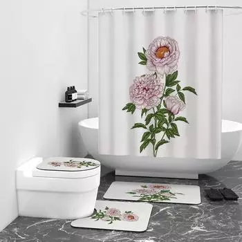 Расписанная вручную цветочная цифровая печать занавеска для душа для ванной водонепроницаемая W90cm*L180cm