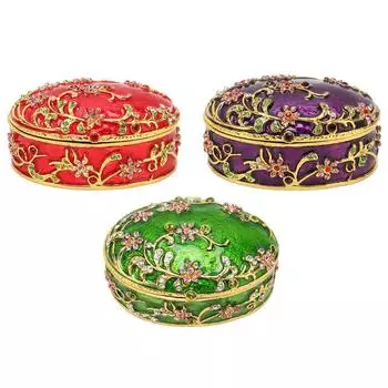 Расписанная вручную цветочная шкатулка для безделушек классическая реалистичная детальная навесная шкатулка для ювелирных изделий для сережек Red