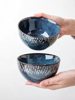 Расписанная вручную глазурованная керамическая миска, 5-дюймовая бытовая миска для лапши, миска для еды, не допускающая ожогов