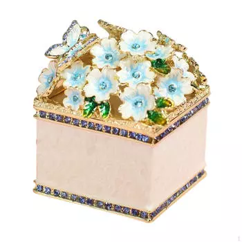 Расписанная вручную шкатулка для безделушек, винтажная шкатулка для драгоценностей, декоративная, органайзер для сережек, футляр для хранения сокровищ бежевый