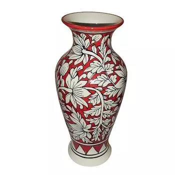 Расписанная вручную ваза для цветов, красная красный