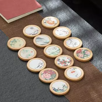 Расписанные вручную керамические подставки из бамбука, подставки под чашки для чая в виде сливы и орхидеи, теплоизоляционные водонепроницаемые нескользящие коврики для кухни