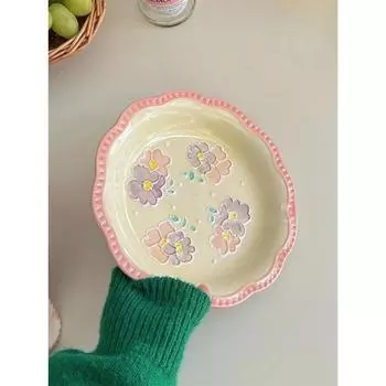 Расписанные вручную рельефные керамические тарелки Тюльпаны Милые девушки Бытовая высококачественная красивая посуда Platos Decorativos Mesa