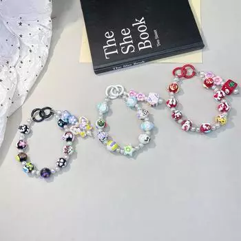 Расписанный вручную бисерный телефонный брелок с милой бабочкой, ремешок на запястье, чехол для наушников, сумка, декоративный брелок для ключей от машины чёрный