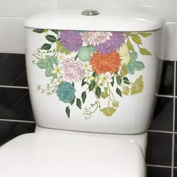 Расписанный вручную цветок стикер для унитаза съемный самоклеящийся водонепроницаемый ПВХ настенное художественное украшение для ванной комнаты