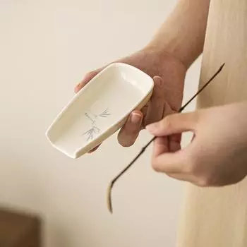 Расписанный вручную хурма бамбук Керамическая загрузка чая ручной работы Чайная ложка Чайный совок Бытовые принадлежности для чайной церемонии Кунг-фу Подносы Dec