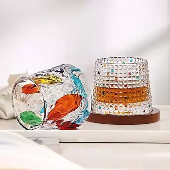 Расписанный вручную вращающийся стакан с подставками, цветной стакан для воды, декомпрессионный гироскопический стакан, стакан для виски 301-400ml