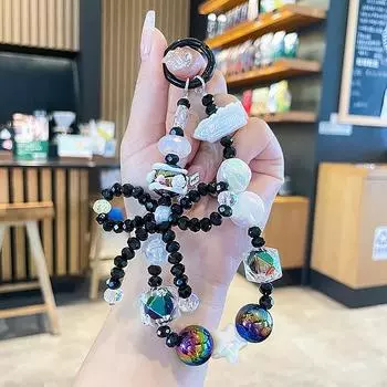 Расписной бусины цепочка для телефона с картой милая девушка бант брелок анти-потеряющийся ремешок на запястье чехол для наушников подвеска сумка декор хаки