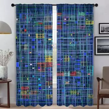 Расписной дизайн, элегантные шторы для комнаты, занавески для окна камеры, занавески для домашнего интерьера, 2 шт., тюлевые шторы для спальни, гостиной W50xH70cmx2pcs-CL