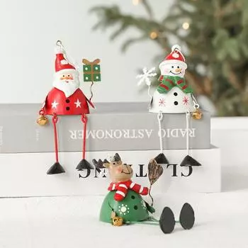 Расписной рождественский кулон в виде снеговика, железный автомобильный кулон, рождественский колокольчик Санта-Клауса, продуктовый магазин long legged santa snowman