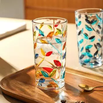 Расписной стакан для воды ручной работы, стакан для виски, домашняя посуда для напитков, красивая чашка для девочек, цветные стаканы 400ml розовый