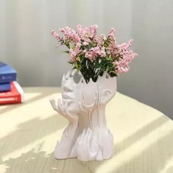 Расплавленная голова девушки цветочный горшок неправильной формы смоляной горшок для растений художественная статуя головы горшок для растений с фиолетовый