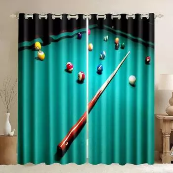 Расположение шаров для бильярда и снукера. Начало соревнований. Развлекательная игра. Плотные шторы с принтом. 2x50W130H(CM)&Hook