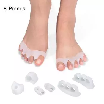 Распорки для выпрямления пальцев ног Hammer Toe Straightener Spacer для облегчения боли при косточке большого пальца стопы, вальгусной деформации большого пальца стопы, искривлении пальцев ног и перекрытии белый