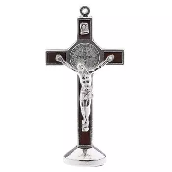 Распятие Иисуса Христа Крест Статуя Статуэтка для автомобиля Главная Часовня Декор серебряный